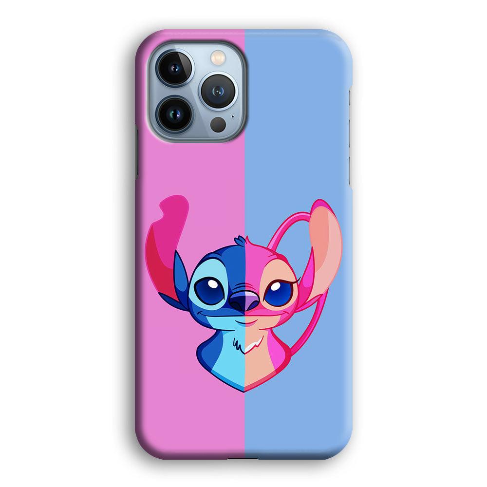 Stitch and Angel Pink Blue iPhone 13 Pro Max Case-Plastic / Full Wrap (3D Case)-Xtracase