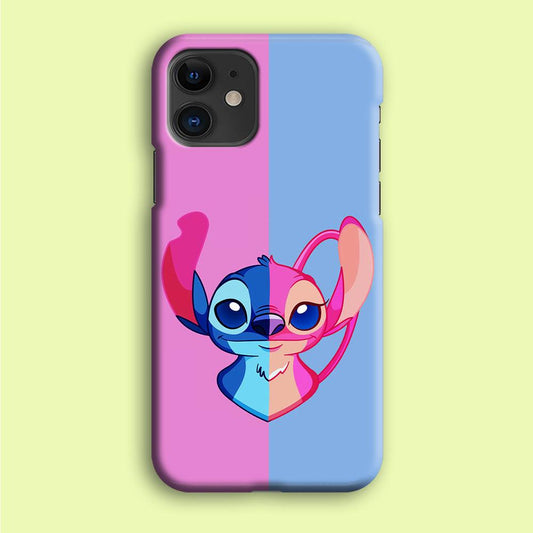 Stitch and Angel Pink Blue iPhone 12 Case-Plastic / Full Wrap (3D Case)-Xtracase