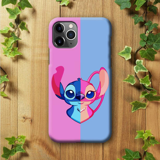 Stitch and Angel Pink Blue iPhone 11 Pro Case-Plastic / Full Wrap (3D Case)-Xtracase
