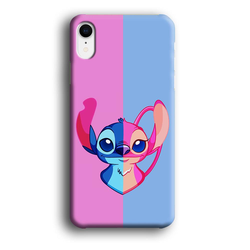 Stitch and Angel Pink Blue iPhone XR Case-Plastic / Full Wrap (3D Case)-Xtracase