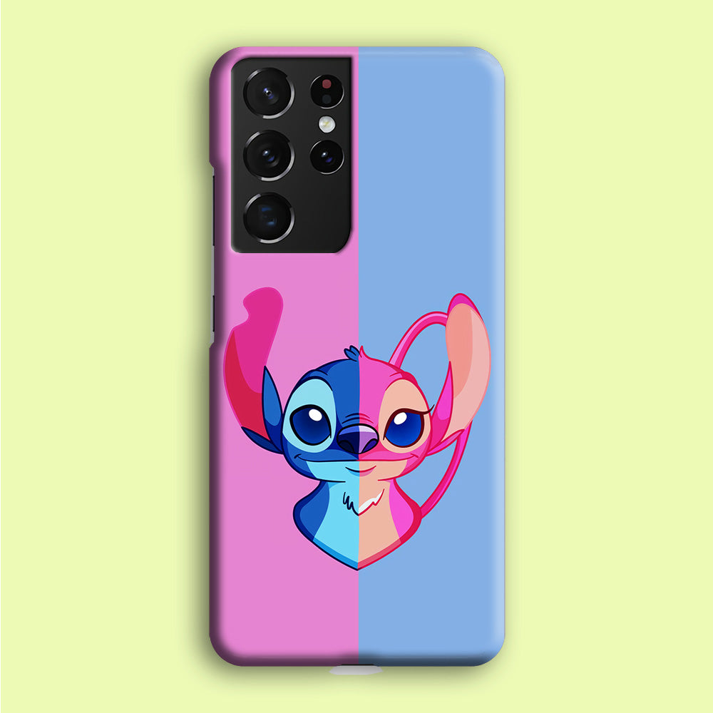 Stitch and Angel Pink Blue Samsung Galaxy S21 Ultra Case