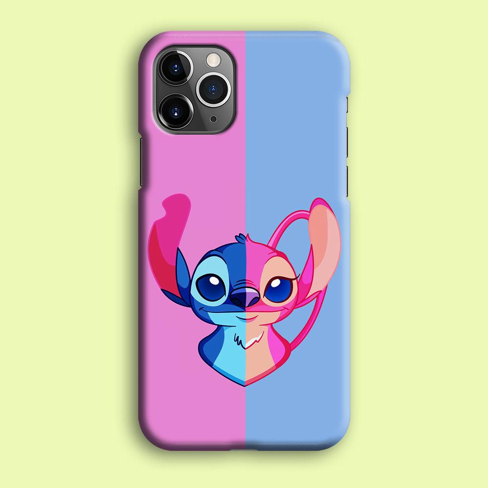 Stitch and Angel Pink Blue iPhone 12 Pro Max Case-Plastic / Full Wrap (3D Case)-Xtracase