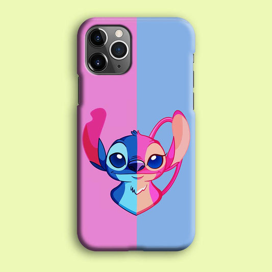 Stitch and Angel Pink Blue iPhone 12 Pro Case-Plastic / Full Wrap (3D Case)-Xtracase