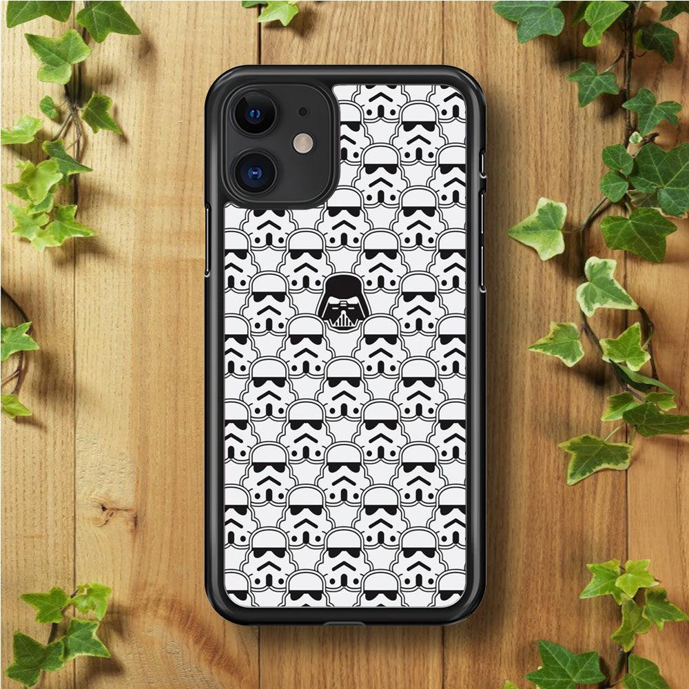 Stormtrooper Face Pattern Star Wars iPhone 11 Case-Rubber / Black (2D Case)-Xtracase