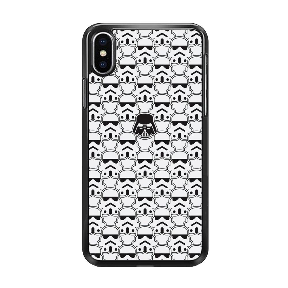 Stormtrooper Face Pattern Star Wars iPhone Xs Max Case-Rubber / Black (2D Case)-Xtracase