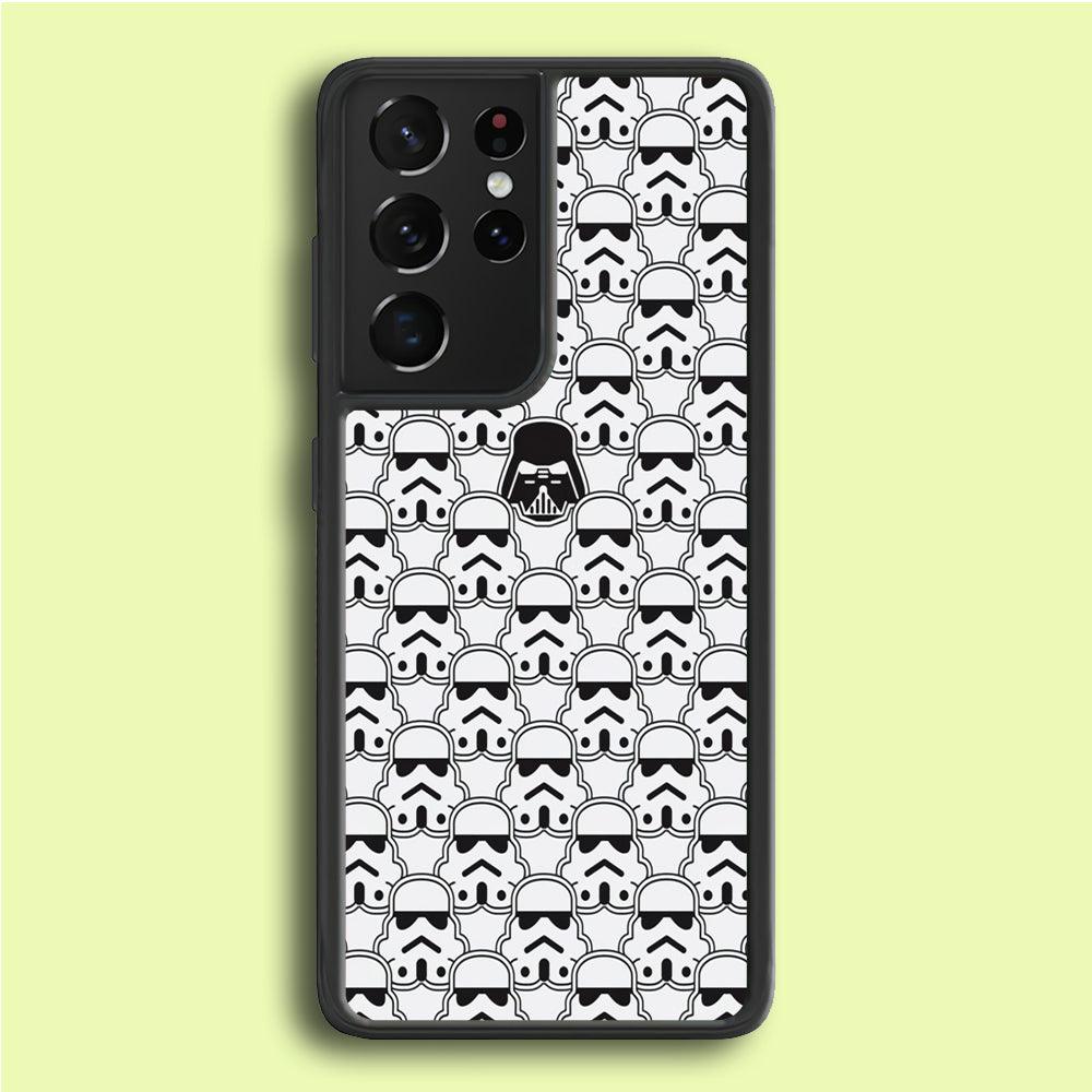 Stormtrooper Face Pattern Star Wars Samsung Galaxy S21 Ultra Case-Rubber / Black (2D Case)-Xtracase