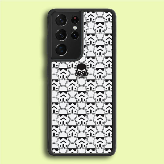 Stormtrooper Face Pattern Star Wars Samsung Galaxy S21 Ultra Case-Rubber / Black (2D Case)-Xtracase