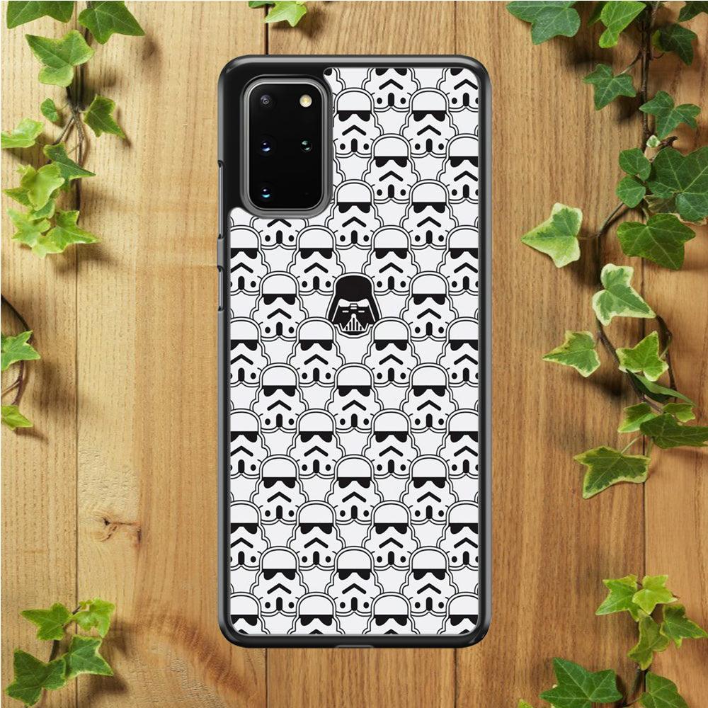 Stormtrooper Face Pattern Star Wars Samsung Galaxy S20 Plus Case-Rubber / White (2D Case)-Xtracase