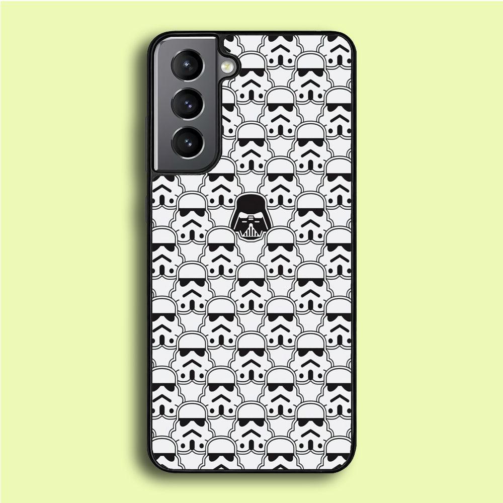 Stormtrooper Face Pattern Star Wars Samsung Galaxy S21 Plus Case-Rubber / White (2D Case)-Xtracase