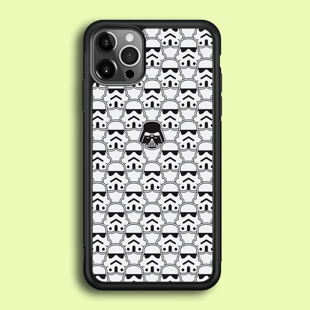 Stormtrooper Face Pattern Star Wars iPhone 12 Pro Case-Rubber / Black (2D Case)-Xtracase