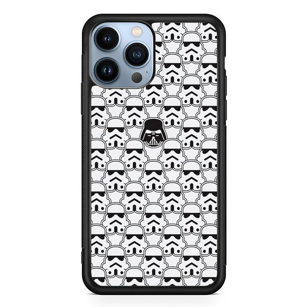 Stormtrooper Face Pattern Star Wars iPhone 13 Pro Max Case-Rubber / Black (2D Case)-Xtracase