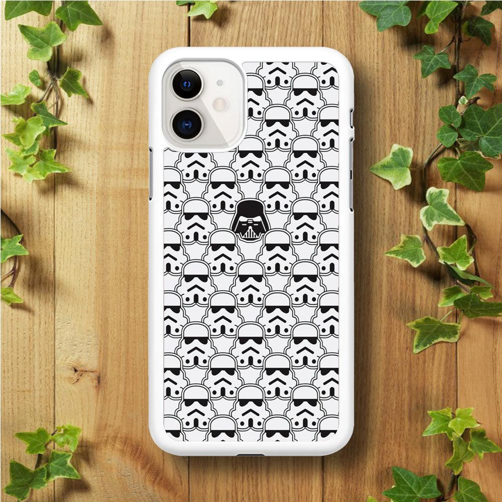 Stormtrooper Face Pattern Star Wars iPhone 11 Case-Rubber / White (2D Case)-Xtracase