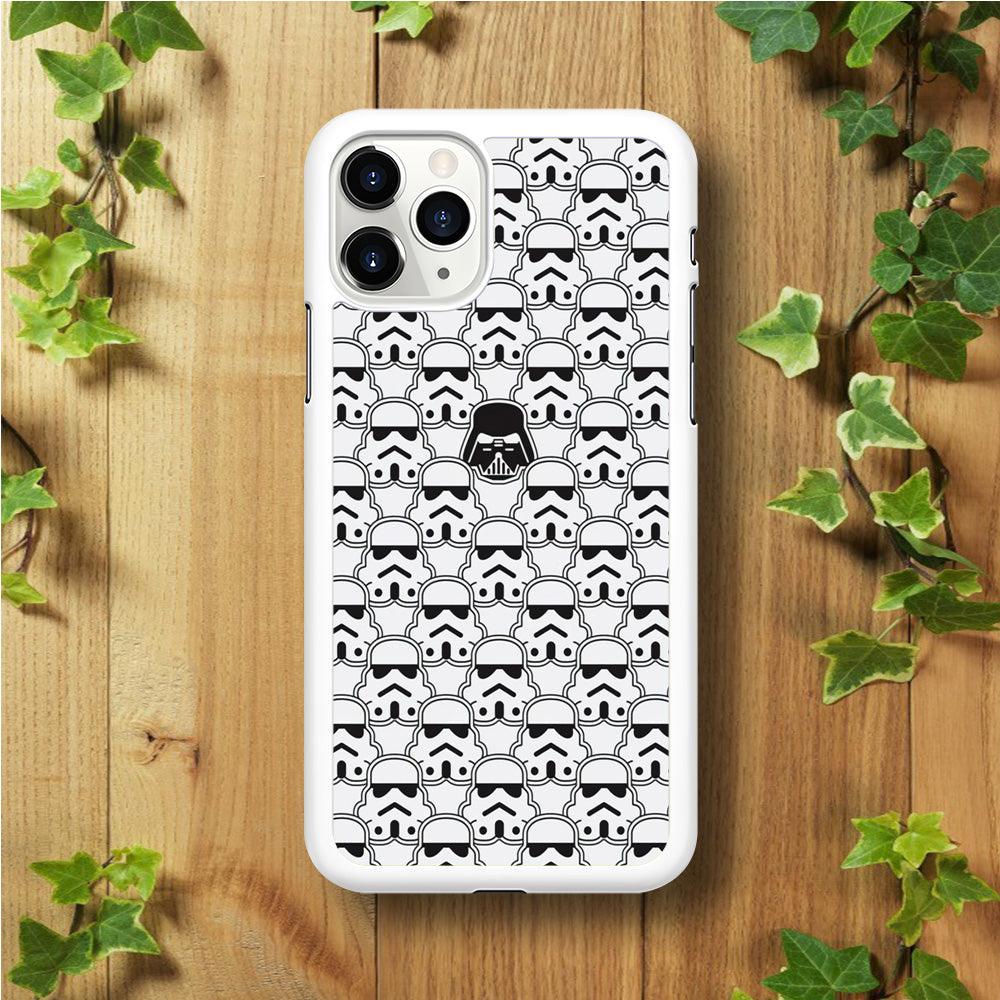 Stormtrooper Face Pattern Star Wars iPhone 11 Pro Max Case-Rubber / White (2D Case)-Xtracase