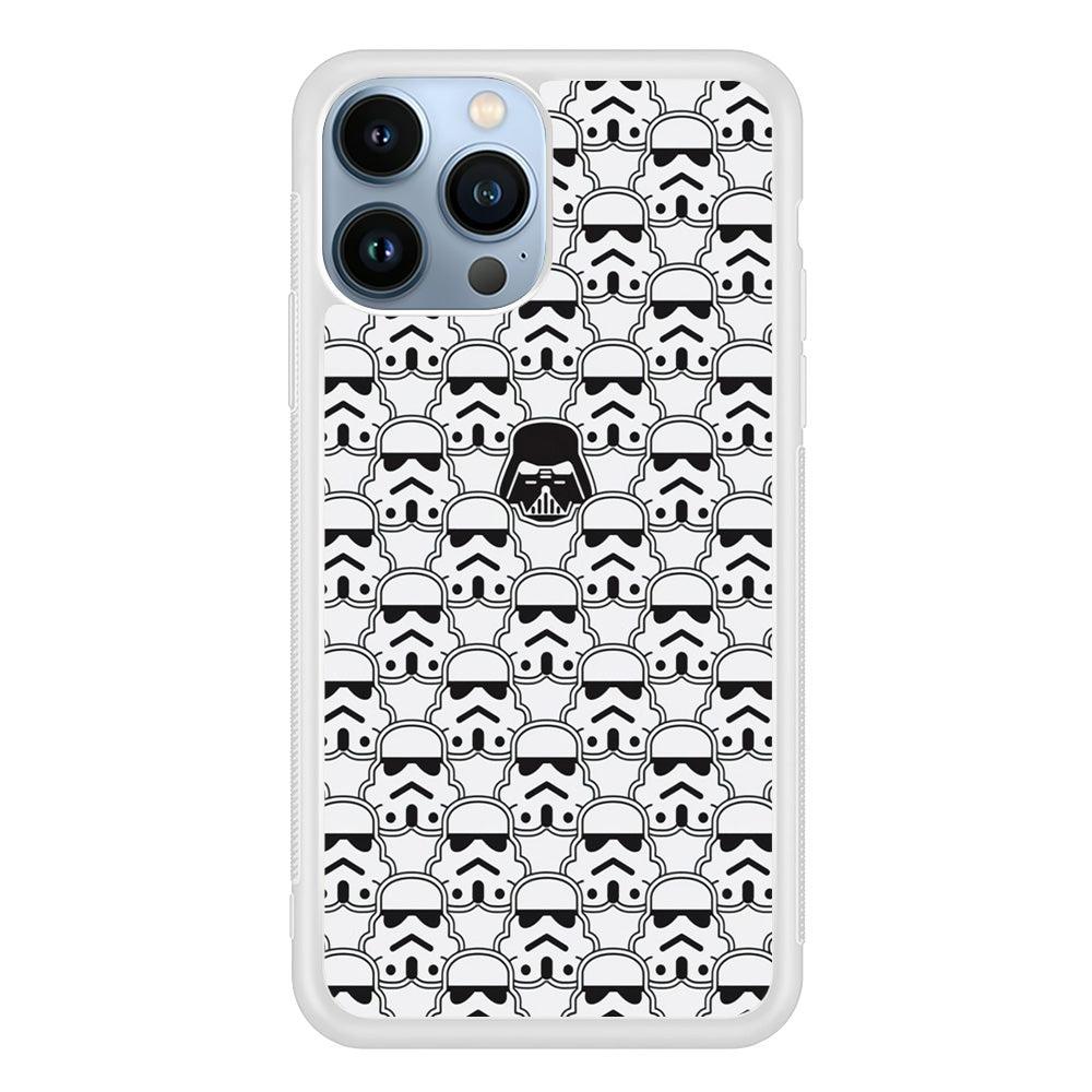 Stormtrooper Face Pattern Star Wars iPhone 13 Pro Case-Rubber / White (2D Case)-Xtracase
