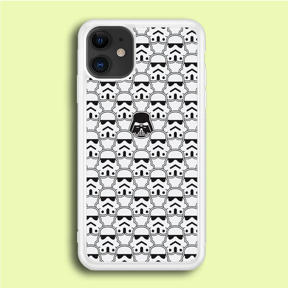 Stormtrooper Face Pattern Star Wars iPhone 12 Case-Rubber / White (2D Case)-Xtracase