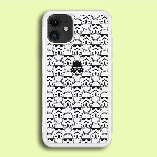 Stormtrooper Face Pattern Star Wars iPhone 12 Case-Rubber / White (2D Case)-Xtracase