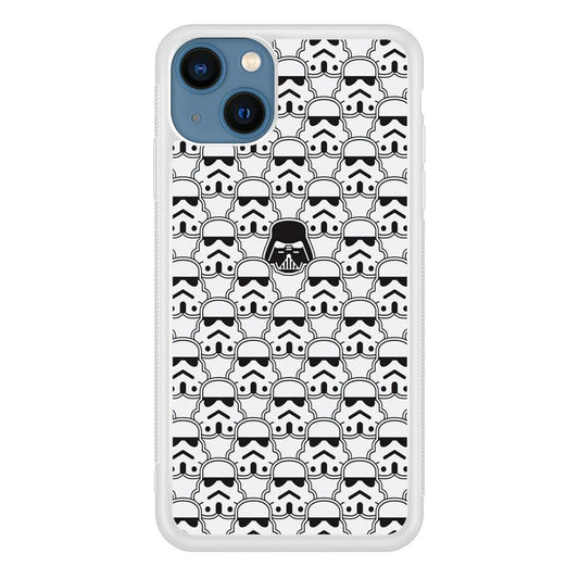 Stormtrooper Face Pattern Star Wars iPhone 13 Mini Case-Rubber / White (2D Case)-Xtracase