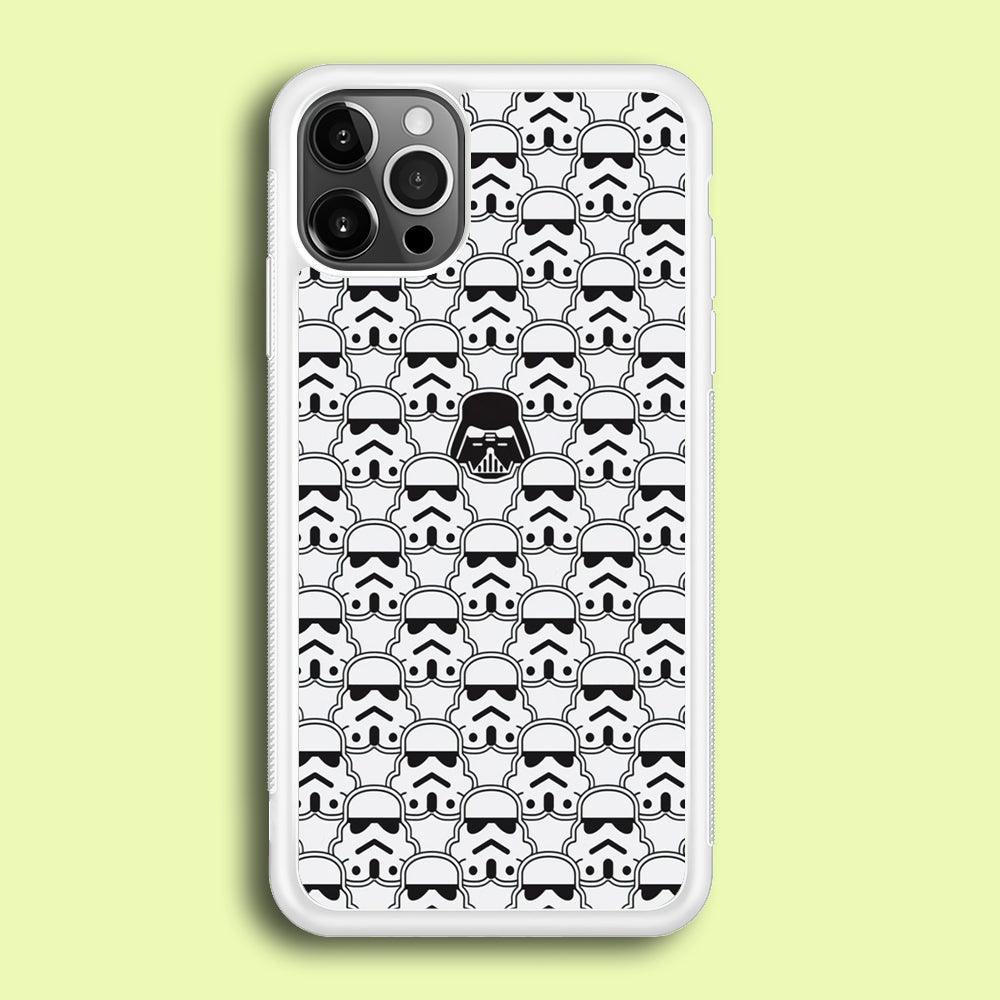 Stormtrooper Face Pattern Star Wars iPhone 12 Pro Case-Rubber / White (2D Case)-Xtracase