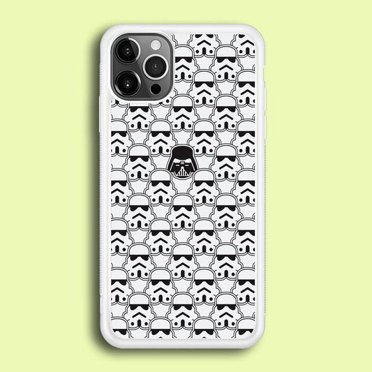 Stormtrooper Face Pattern Star Wars iPhone 12 Pro Case-Rubber / White (2D Case)-Xtracase