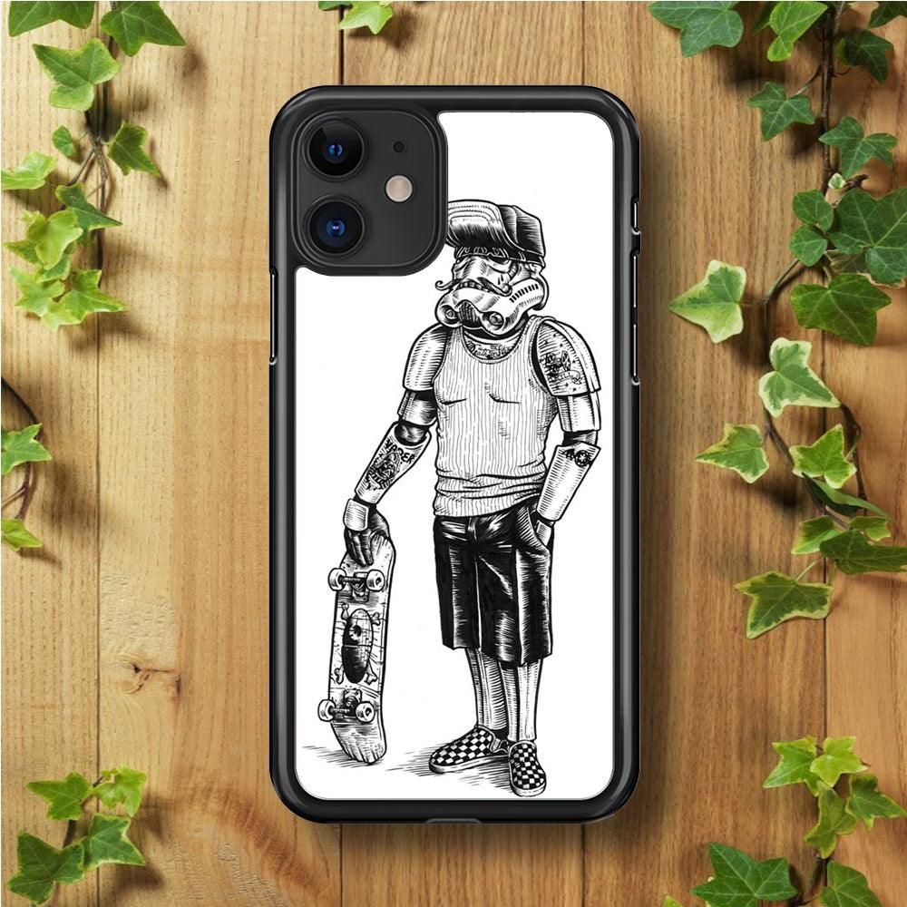 Stormtrooper Skateboard Star Wars iPhone 11 Case-Rubber / Black (2D Case)-Xtracase