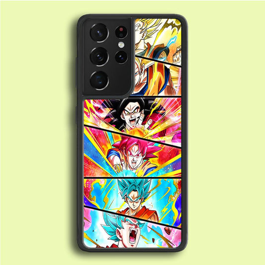 Super Saiyan Goku Collage Samsung Galaxy S21 Ultra Case-Rubber / White (2D Case)-Xtracase