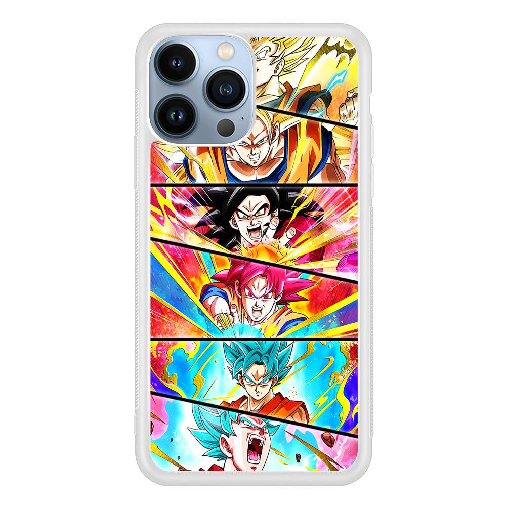 Super Saiyan Goku Collage iPhone 13 Pro Case-Rubber / White (2D Case)-Xtracase