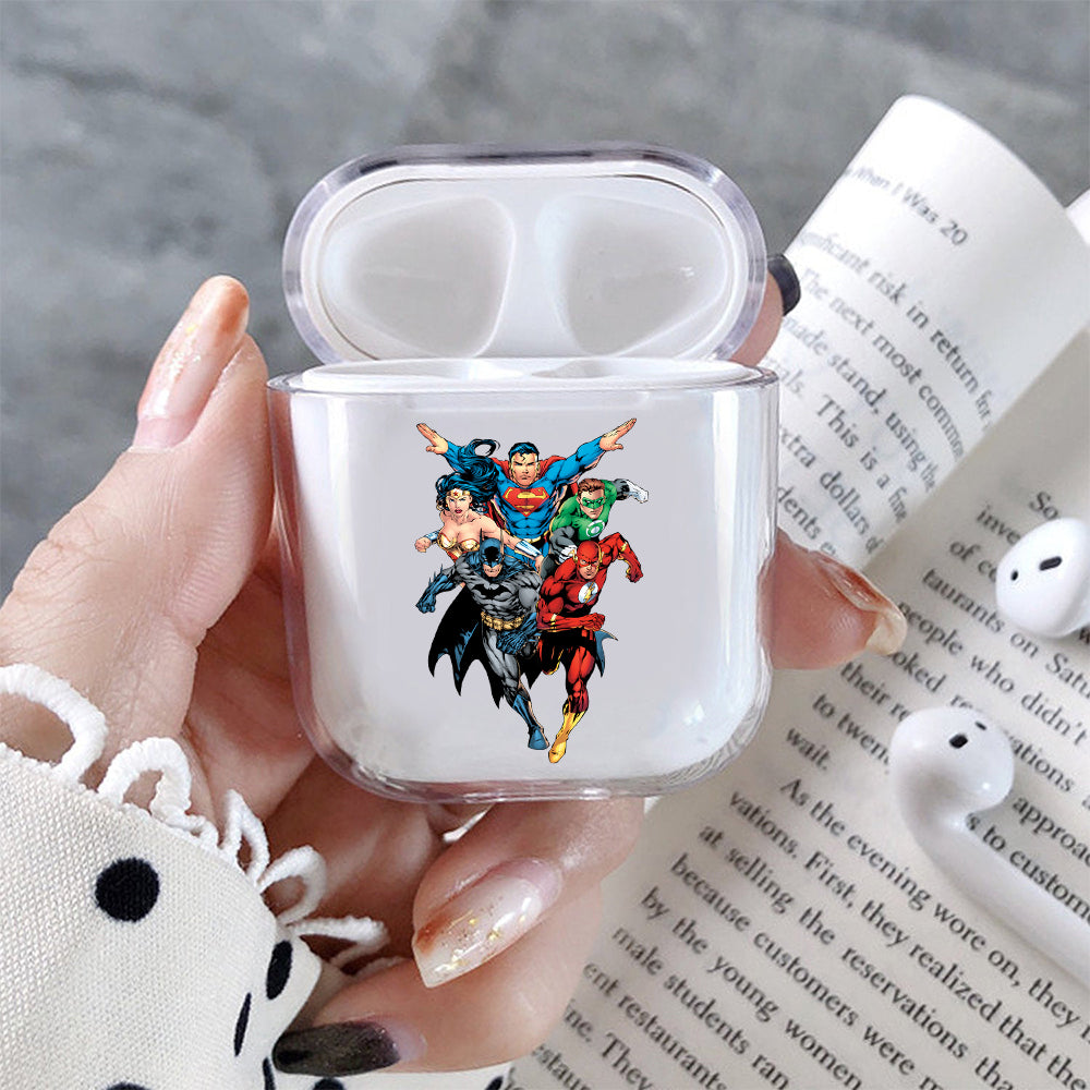 Superhero Comic Hard Plastic Protective Clear Case Cover For Apple Airpods