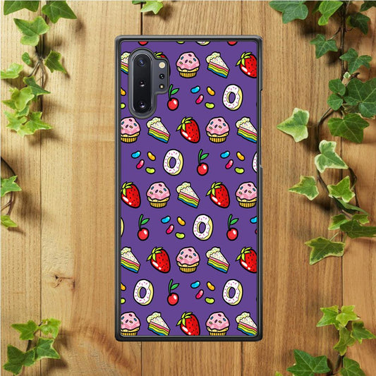 Sweet Cake Doodle Purple Samsung Galaxy Note 10 Plus Case-Plastic / Full Wrap (3D Case)-Xtracase