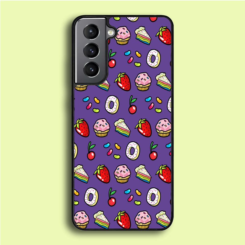 Sweet Cake Doodle Purple Samsung Galaxy S21 Plus Case-Plastic / Full Wrap (3D Case)-Xtracase