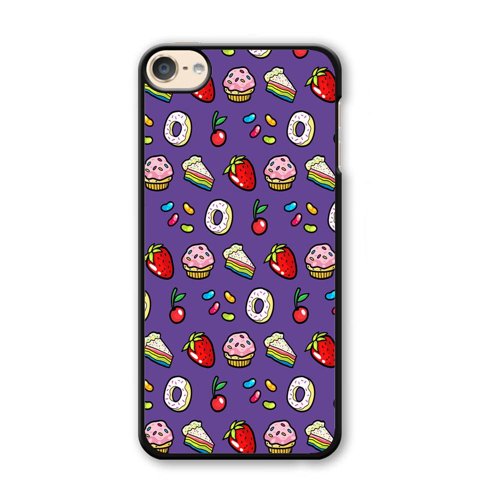 Sweet Cake Doodle Purple iPod Touch 6 Case-Plastic / Full Wrap (3D Case)-Xtracase