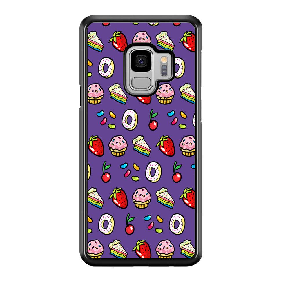 Sweet Cake Doodle Purple Samsung Galaxy S9 Case-Plastic / Full Wrap (3D Case)-Xtracase