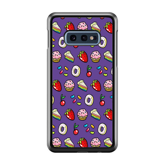 Sweet Cake Doodle Purple Samsung Galaxy S10E Case-Plastic / Full Wrap (3D Case)-Xtracase