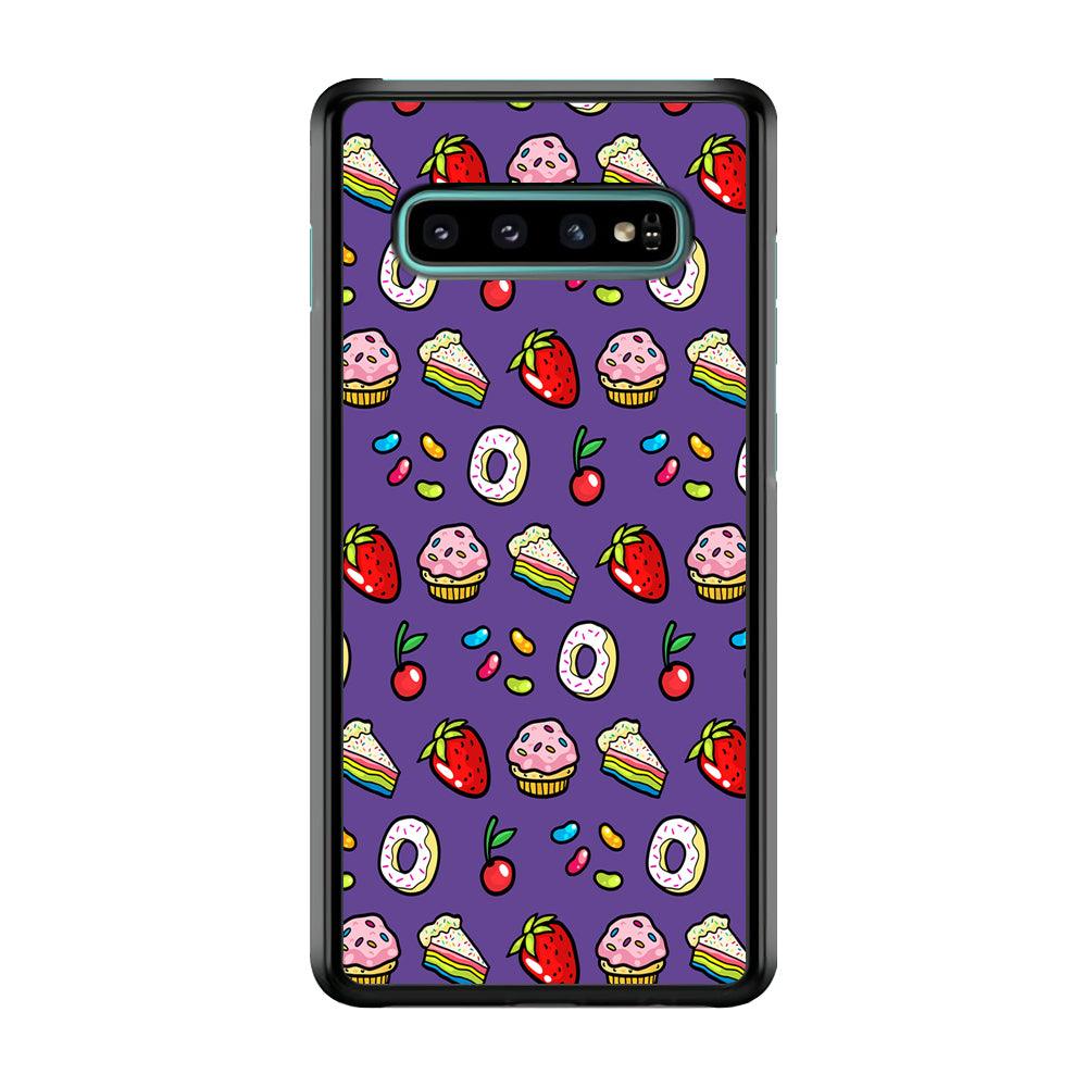 Sweet Cake Doodle Purple Samsung Galaxy S10 Plus Case-Plastic / Full Wrap (3D Case)-Xtracase