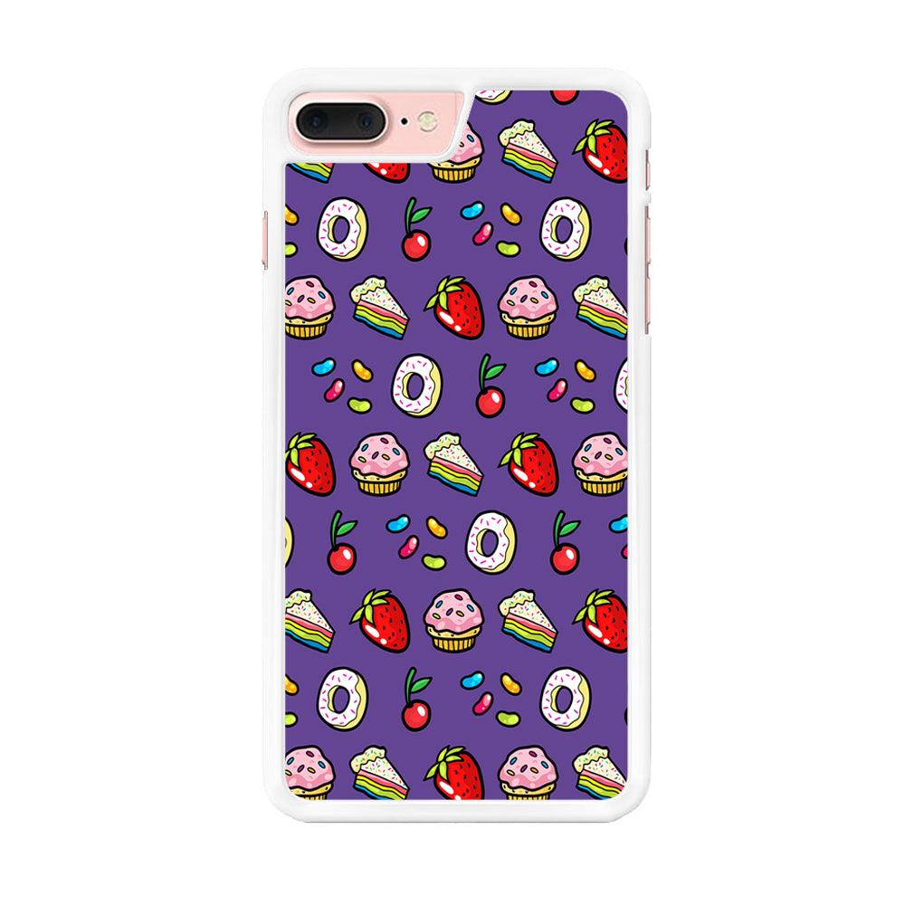 Sweet Cake Doodle Purple iPhone 7 Plus Case-Rubber / White (2D Case)-Xtracase