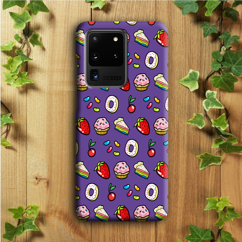 Sweet Cake Doodle Purple Samsung Galaxy S20 Ultra Case