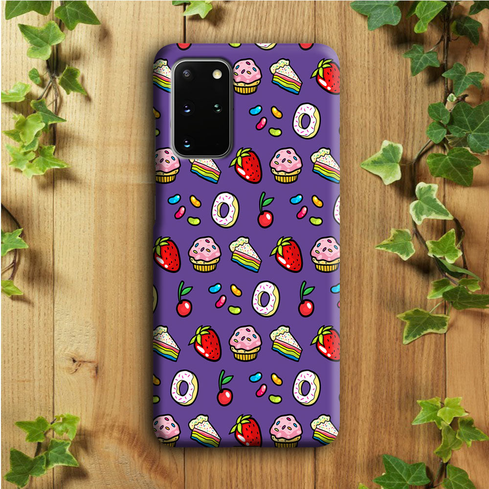 Sweet Cake Doodle Purple Samsung Galaxy S20 Plus Case
