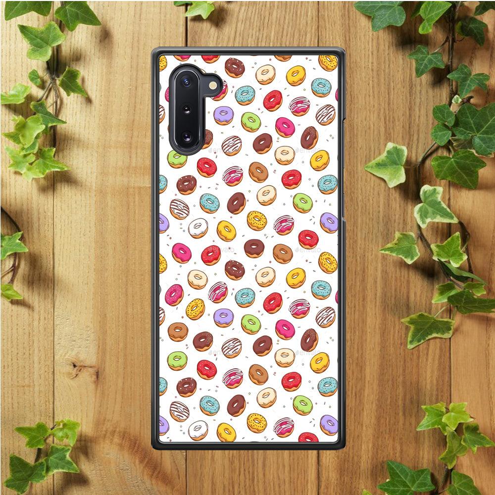 Sweet Donuts Pattern 001 Samsung Galaxy Note 10 Case-Rubber / White (2D Case)-Xtracase