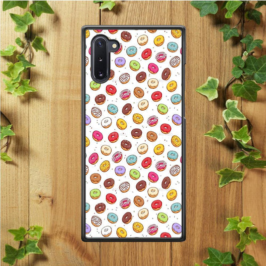 Sweet Donuts Pattern 001 Samsung Galaxy Note 10 Case-Rubber / White (2D Case)-Xtracase