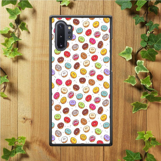 Sweet Donuts Pattern 001 Samsung Galaxy Note 10 Plus Case-Rubber / White (2D Case)-Xtracase