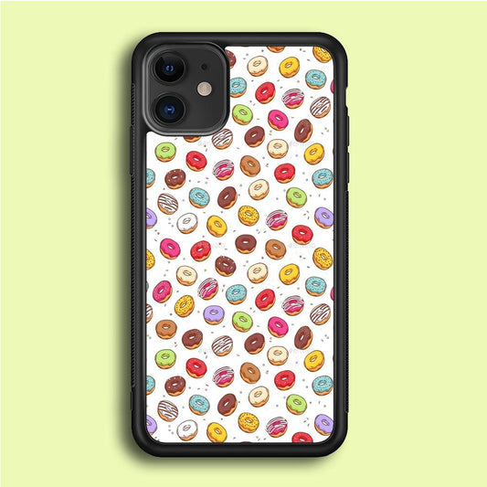Sweet Donuts Pattern 001 iPhone 12 Mini Case-Rubber / Black (2D Case)-Xtracase