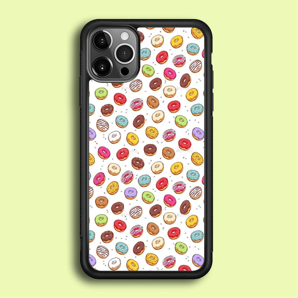 Sweet Donuts Pattern 001 iPhone 12 Pro Case-Rubber / Black (2D Case)-Xtracase