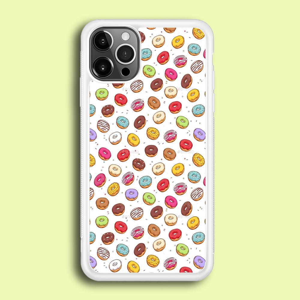 Sweet Donuts Pattern 001 iPhone 12 Pro Case-Rubber / White (2D Case)-Xtracase
