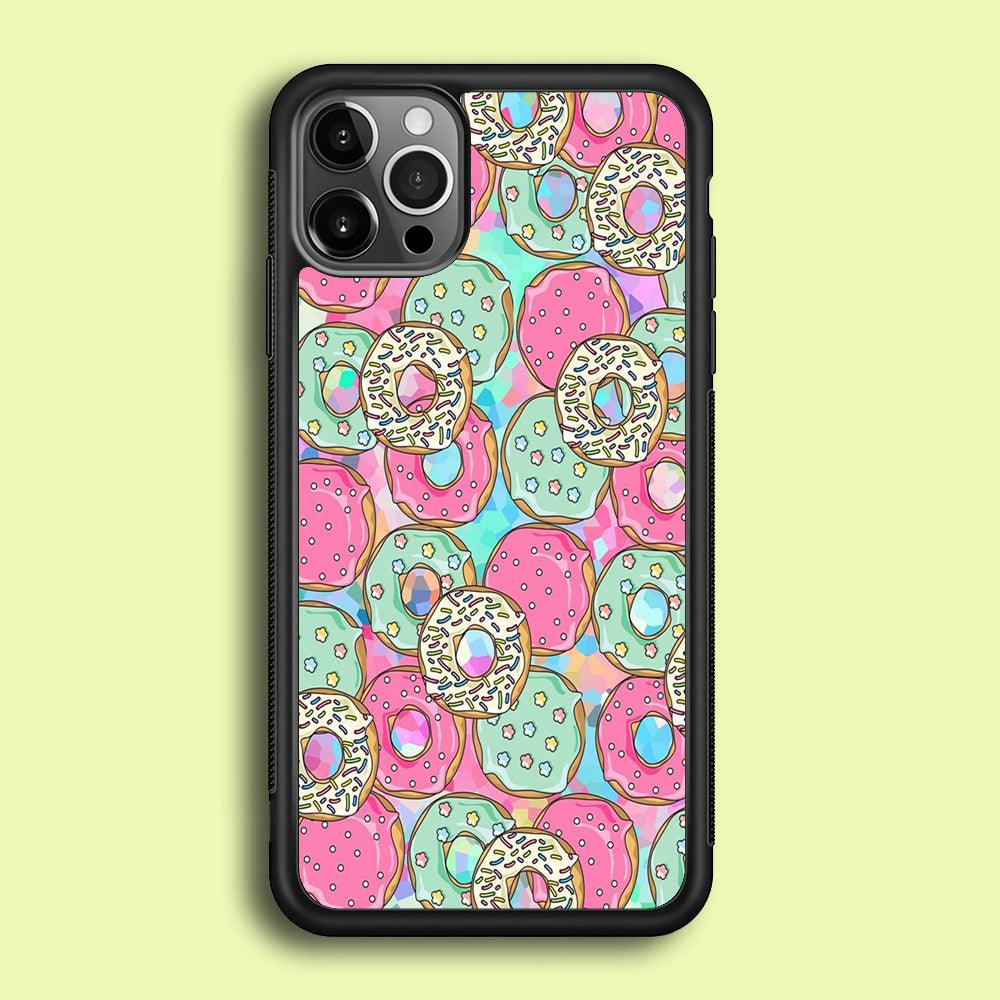 Sweet Donuts Pattern 002 iPhone 12 Pro Case-Rubber / Black (2D Case)-Xtracase