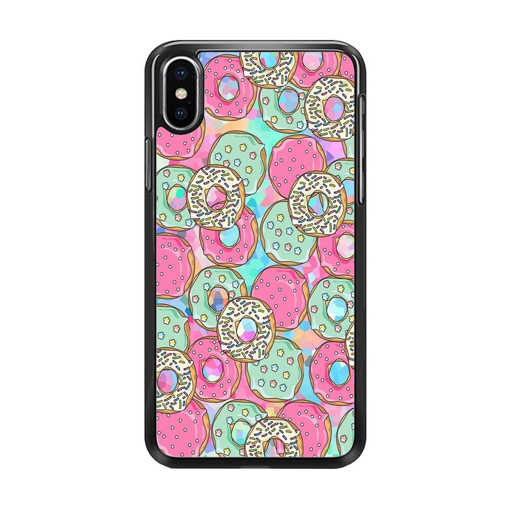 Sweet Donuts Pattern 002 iPhone Xs Max Case-Rubber / Black (2D Case)-Xtracase