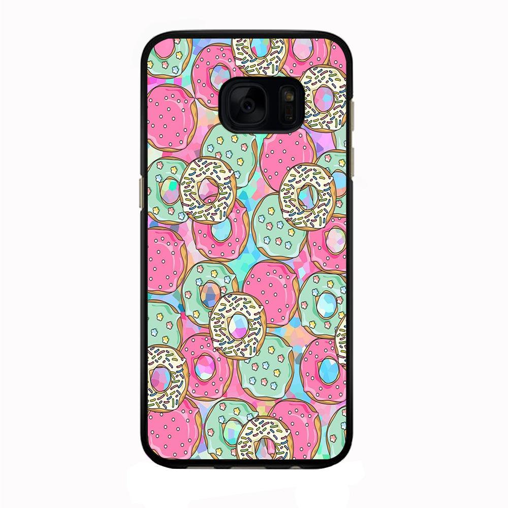 Sweet Donuts Pattern 002 Samsung Galaxy S7 Edge Case-Rubber / Black (2D Case)-Xtracase