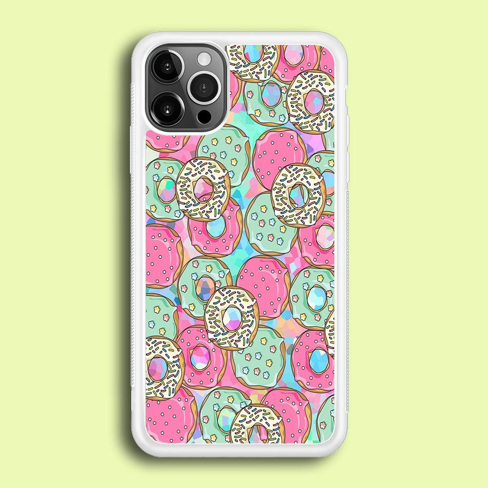 Sweet Donuts Pattern 002 iPhone 12 Pro Case-Rubber / White (2D Case)-Xtracase