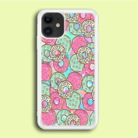 Sweet Donuts Pattern 002 iPhone 12 Mini Case-Rubber / White (2D Case)-Xtracase