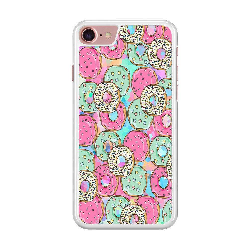 Sweet Donuts Pattern 002 iPhone 8 Case-Rubber / White (2D Case)-Xtracase