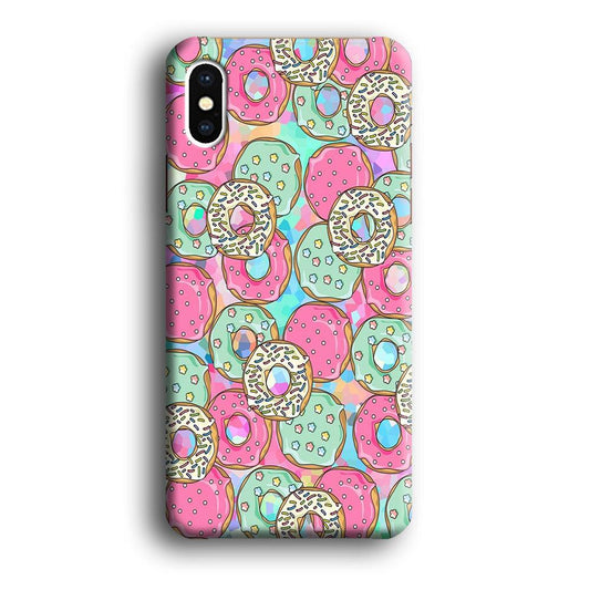 Sweet Donuts Pattern 002 iPhone Xs Case-Plastic / Full Wrap (3D Case)-Xtracase