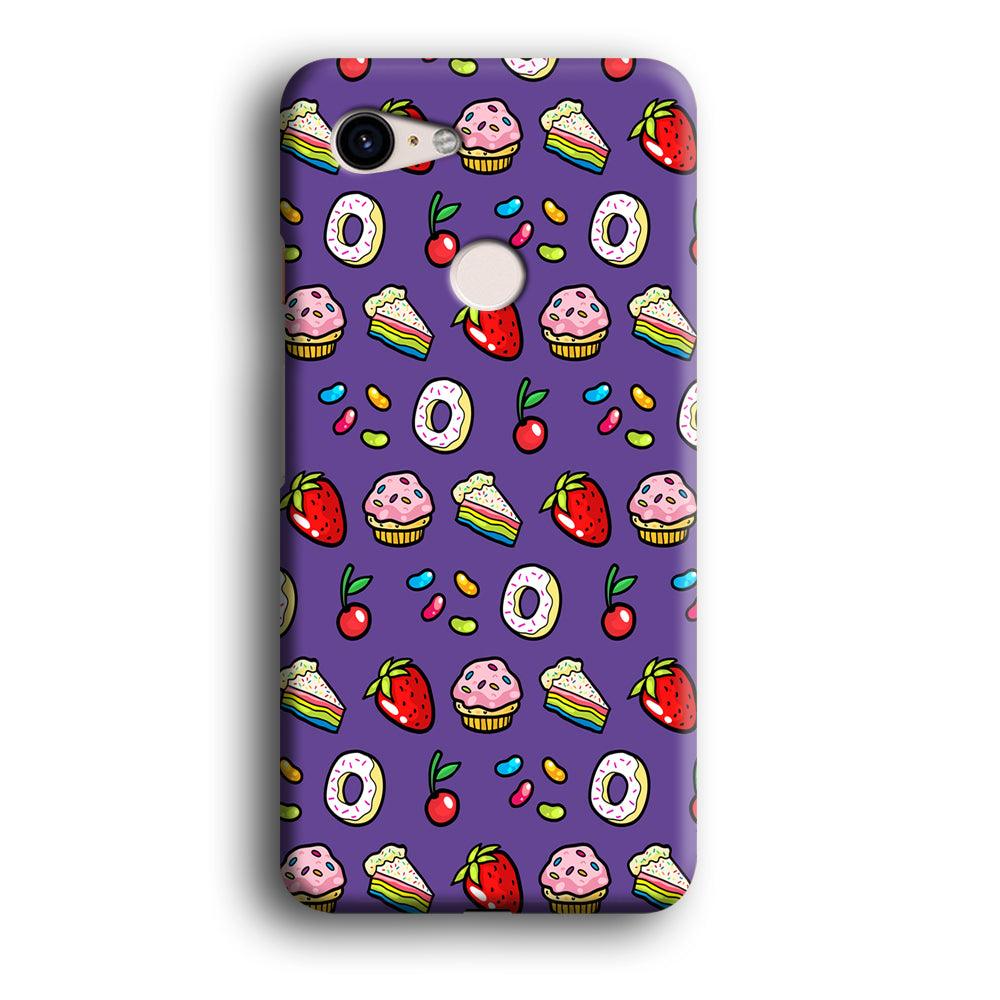 Sweet Cake Doodle Purple Google Pixel 3 XL 3D Case-Xtracase